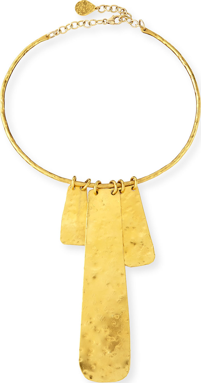 Devon Leigh Gold-Dipped Hammered Medallion Necklace