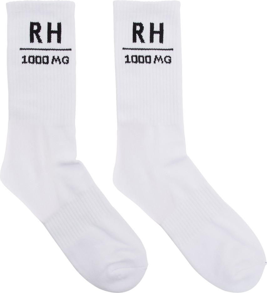 RHUDE SSENSE Exclusive White Soho House Edition 'RH' Socks