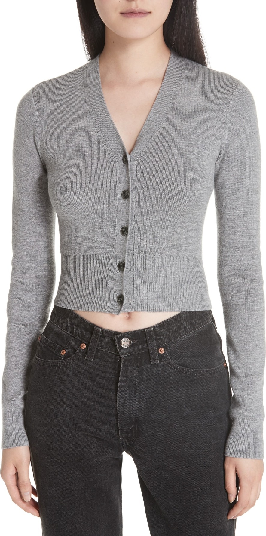 T By Alexander Wang Twist Back Merino Wool Crop Sweater