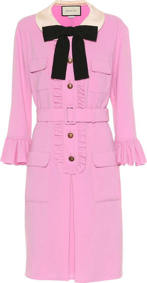 Gucci Belted wool crêpe dress