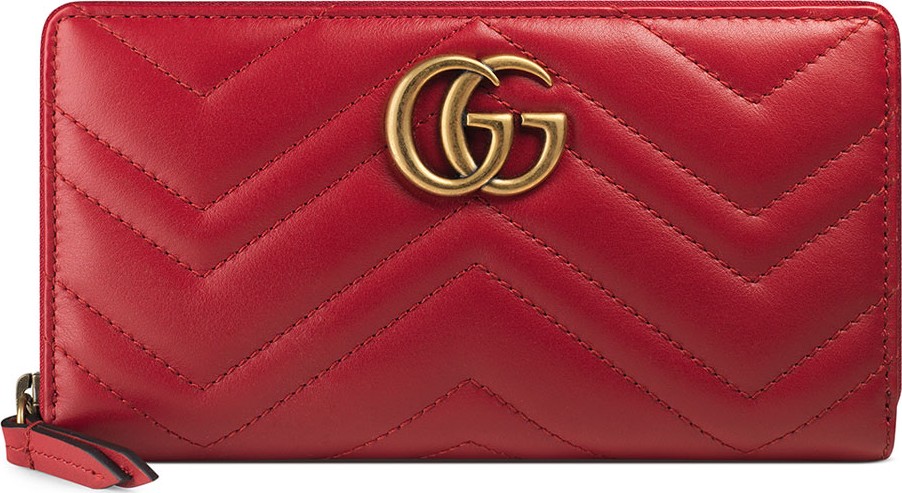 Gucci GG Marmont Medium Quilted Zip Wallet, Red