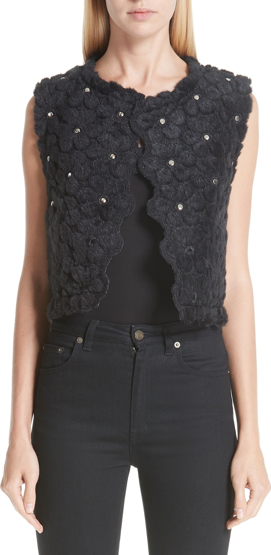 Noir Kei Ninomiya Floral Faux Fur Vest
