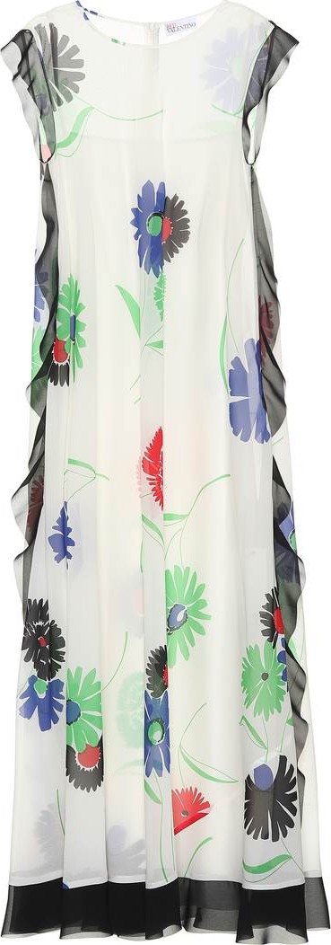 RED Valentino Floral-printed crêpe midi dress