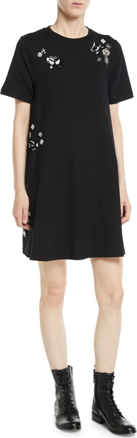 McQ - Alexander McQueen Embellished Crewneck Short Tunic Dress