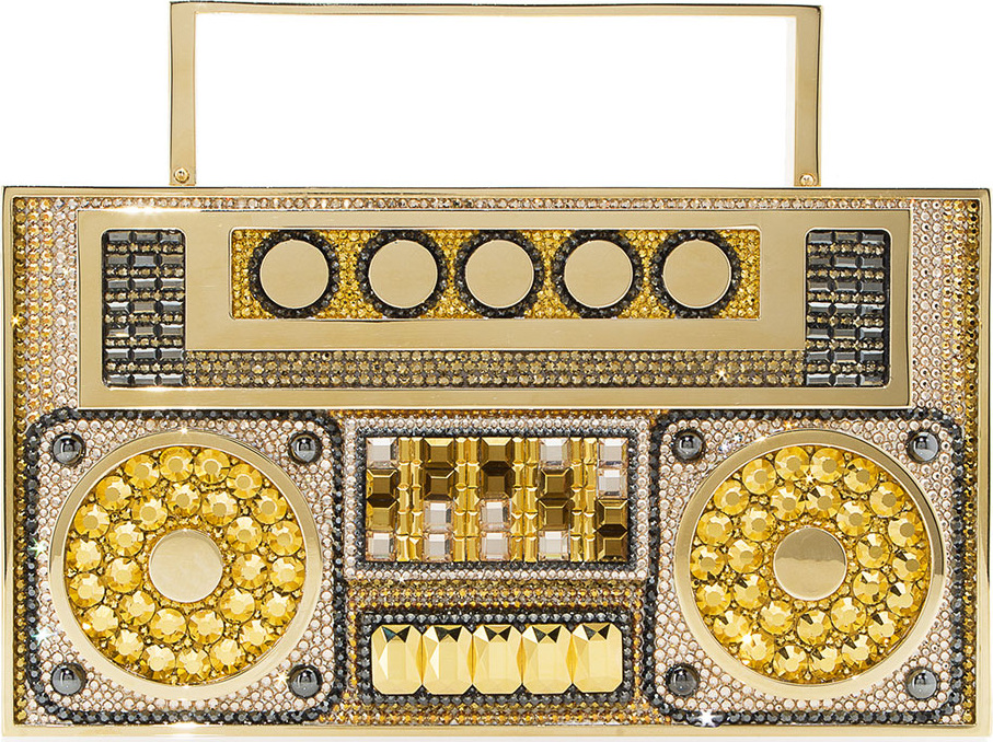 Judith Leiber Boom Box Crystal Clutch Bag - Golden Hardware
