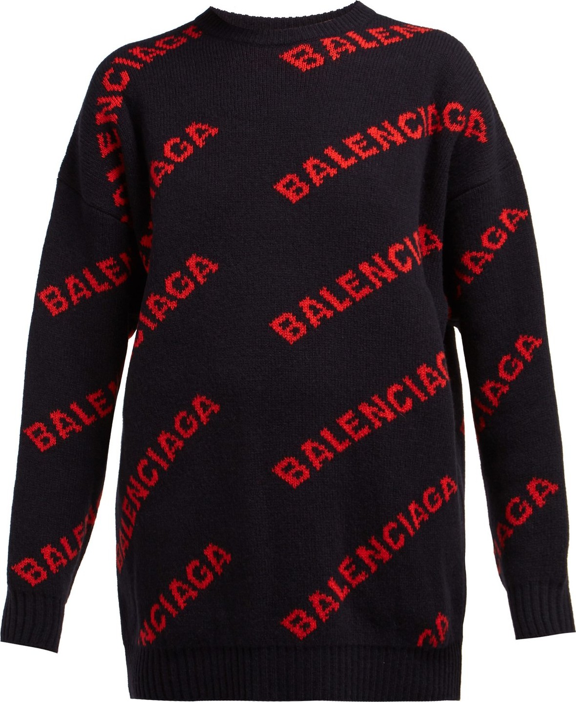 Balenciaga Logo-patterned wool-blend sweater