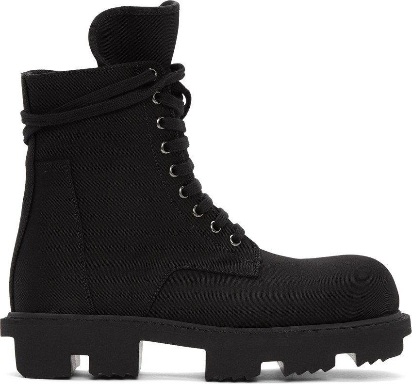 Rick Owens DRKSHDW Black Bozo Megatooth Lace-Up Boots
