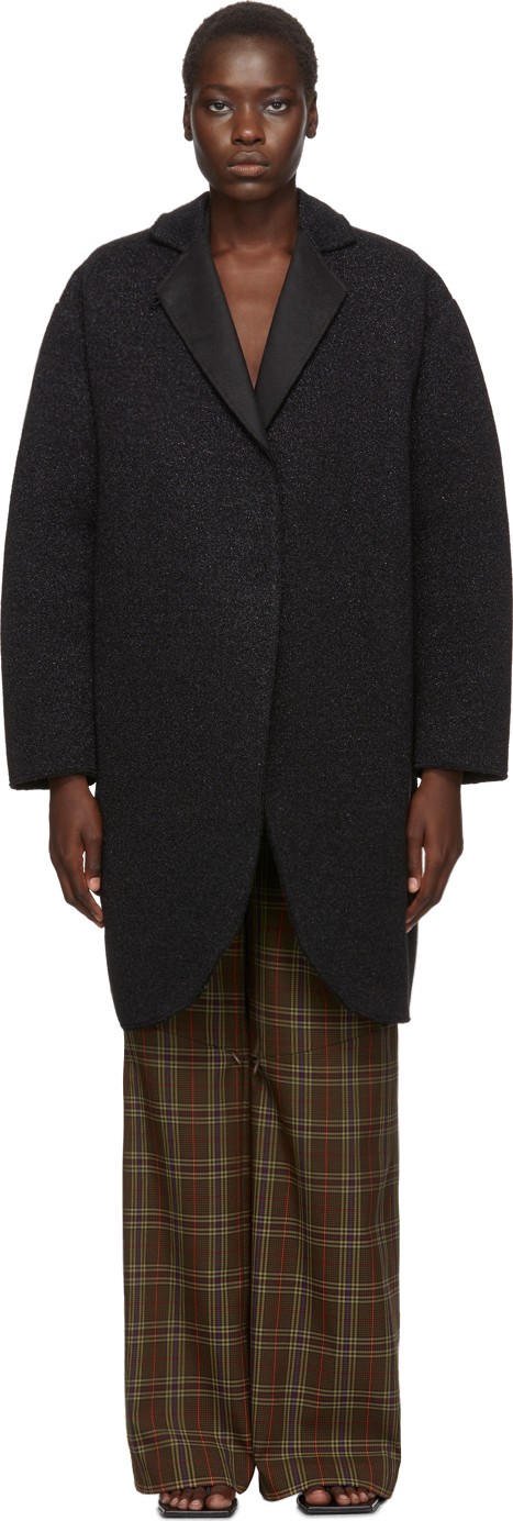 MM6 Maison Margiela Black Woven Sparkle Overcoat