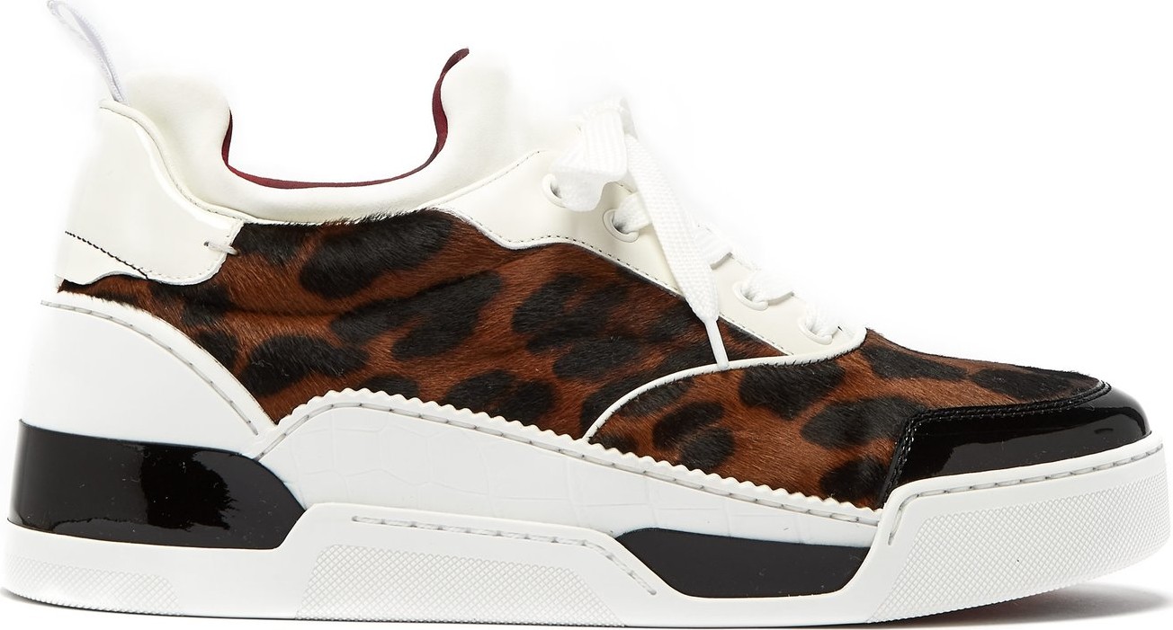 Christian Louboutin Aurelien leopard-print pony-hair low-top trainers