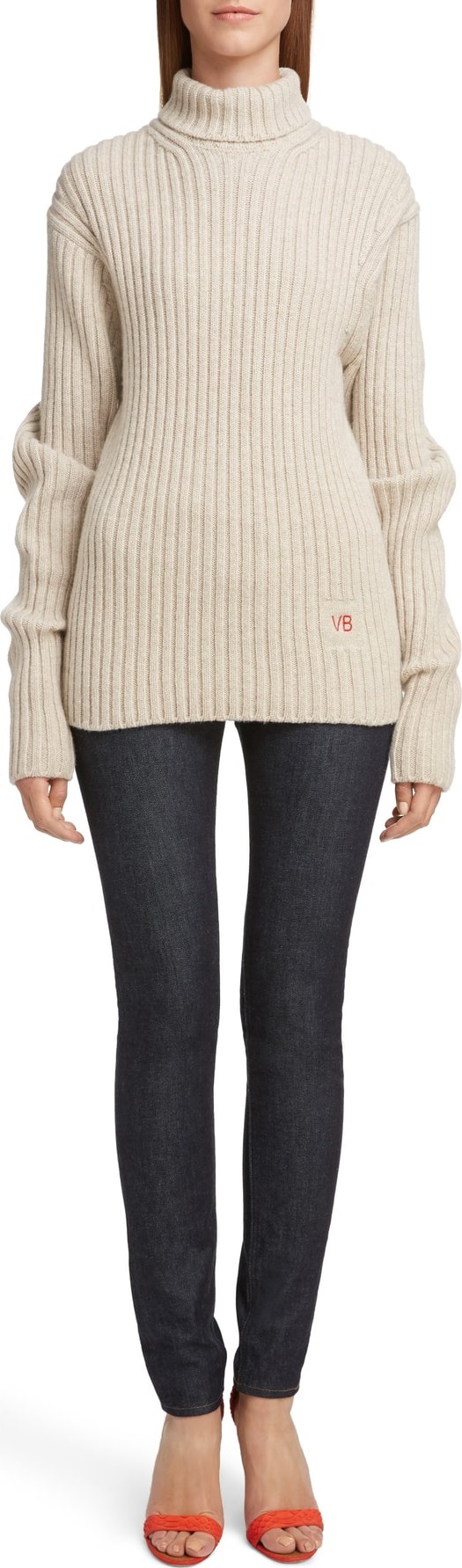 Victoria Beckham Ribbed Wool Turtleneck Sweater