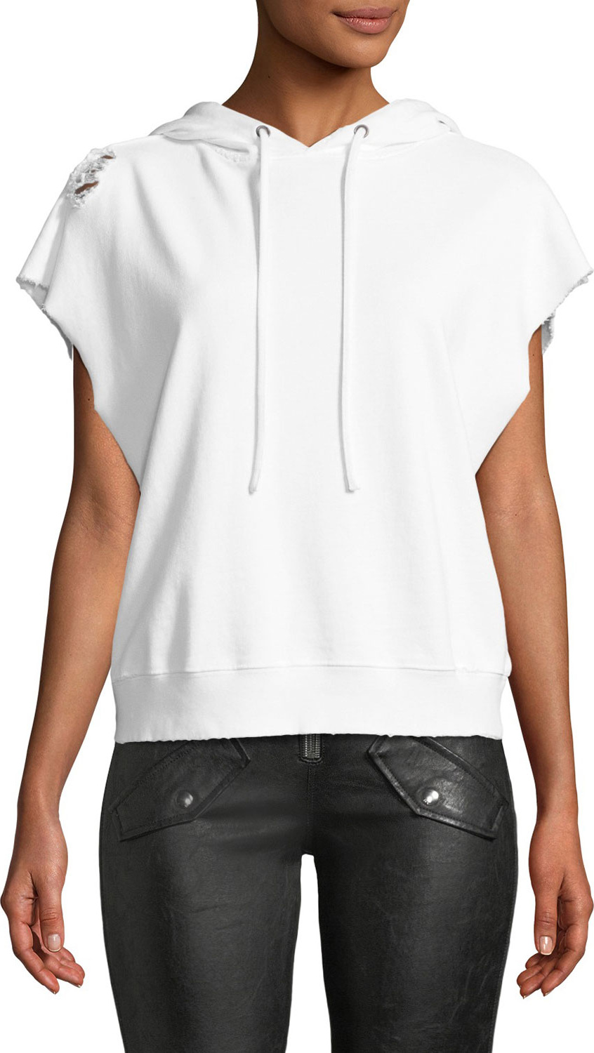 RtA Rowan Sleeveless Hooded Sweatshirt w/ Distressing