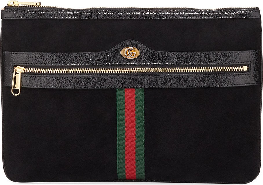 Gucci Ophidia Large Suede Clutch Bag