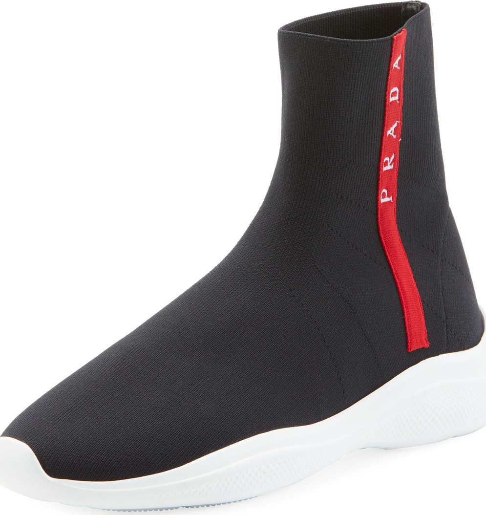Prada High-Top Sock Knit Trainer Sneakers