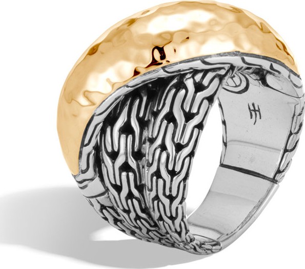 John Hardy Classic Chain 18k Gold & Silver Crossover Ring