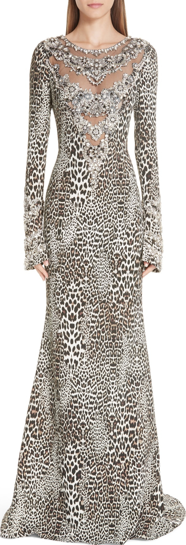 Badgley Mischka Badgley Mischka Couture Leopard Print Beaded Gown