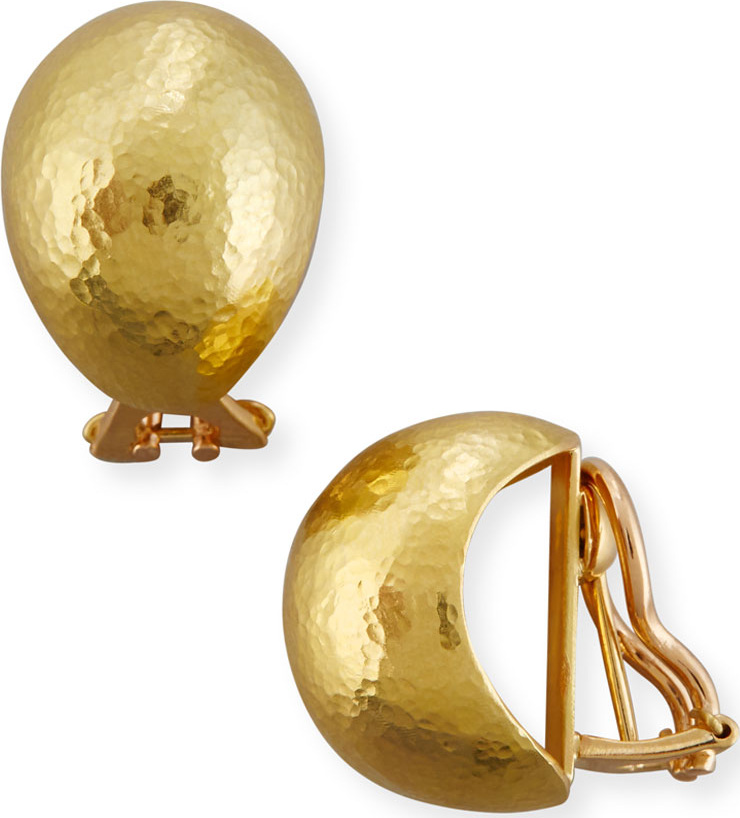 Elizabeth Locke Hammered 19K Gold Shrimp Earrings