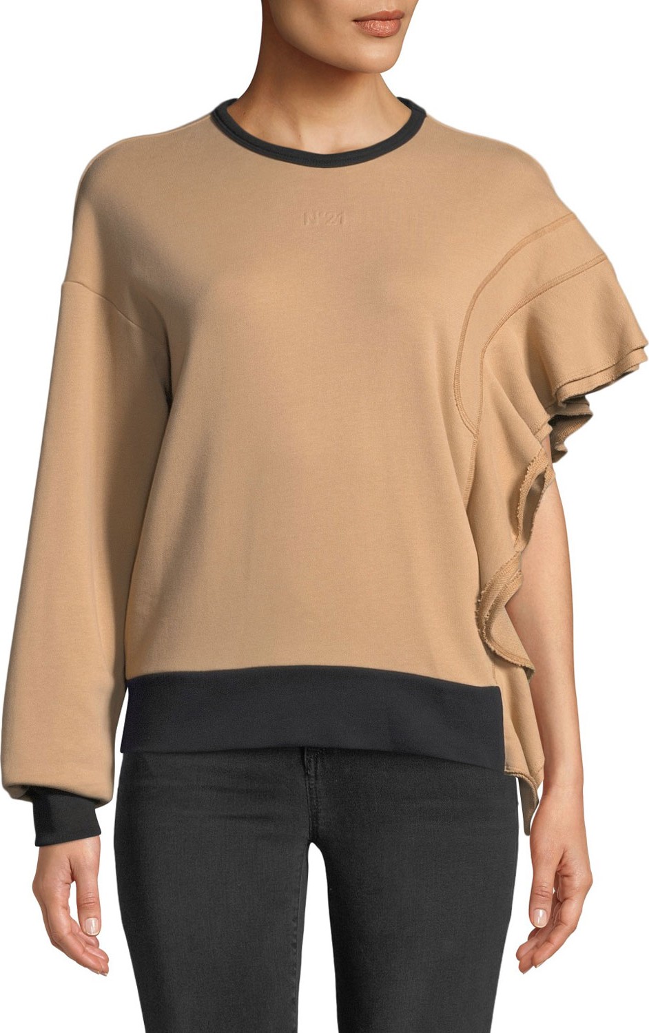 Nº21 Asymmetric Ruffled Sweatshirt