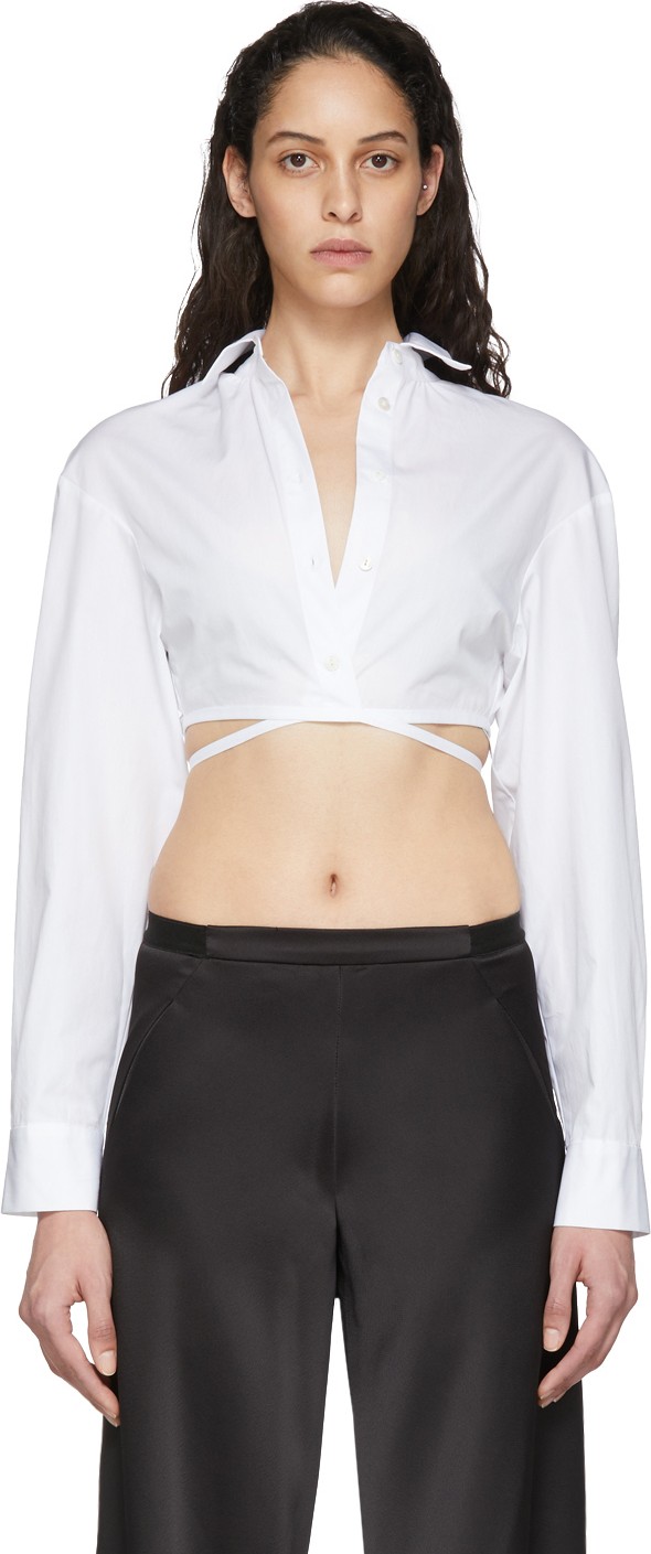 Christopher Esber White Cropped Tie Shirt