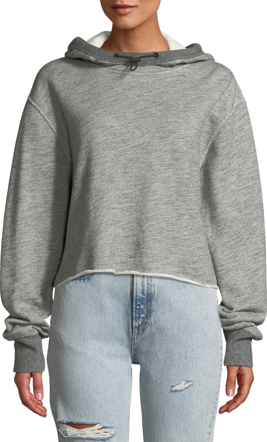 Rag & Bone Sweat Raw-Edge Cotton Pullover Hoodie