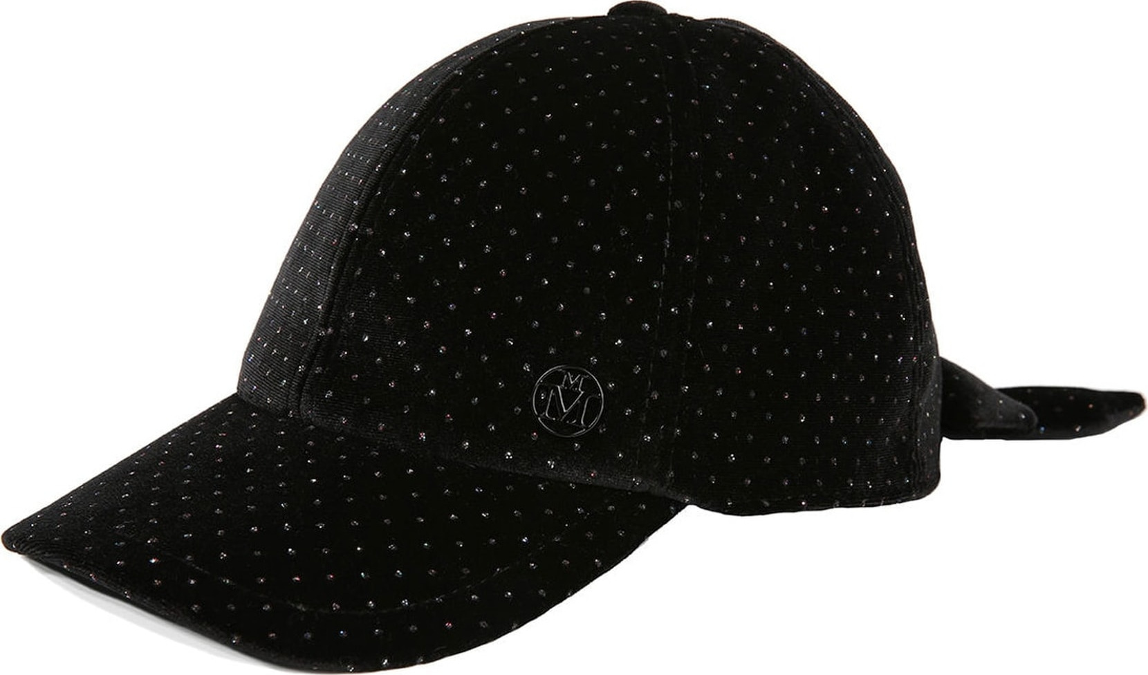 Maison Michel Tiger Bow Velvet & Crystal Cap