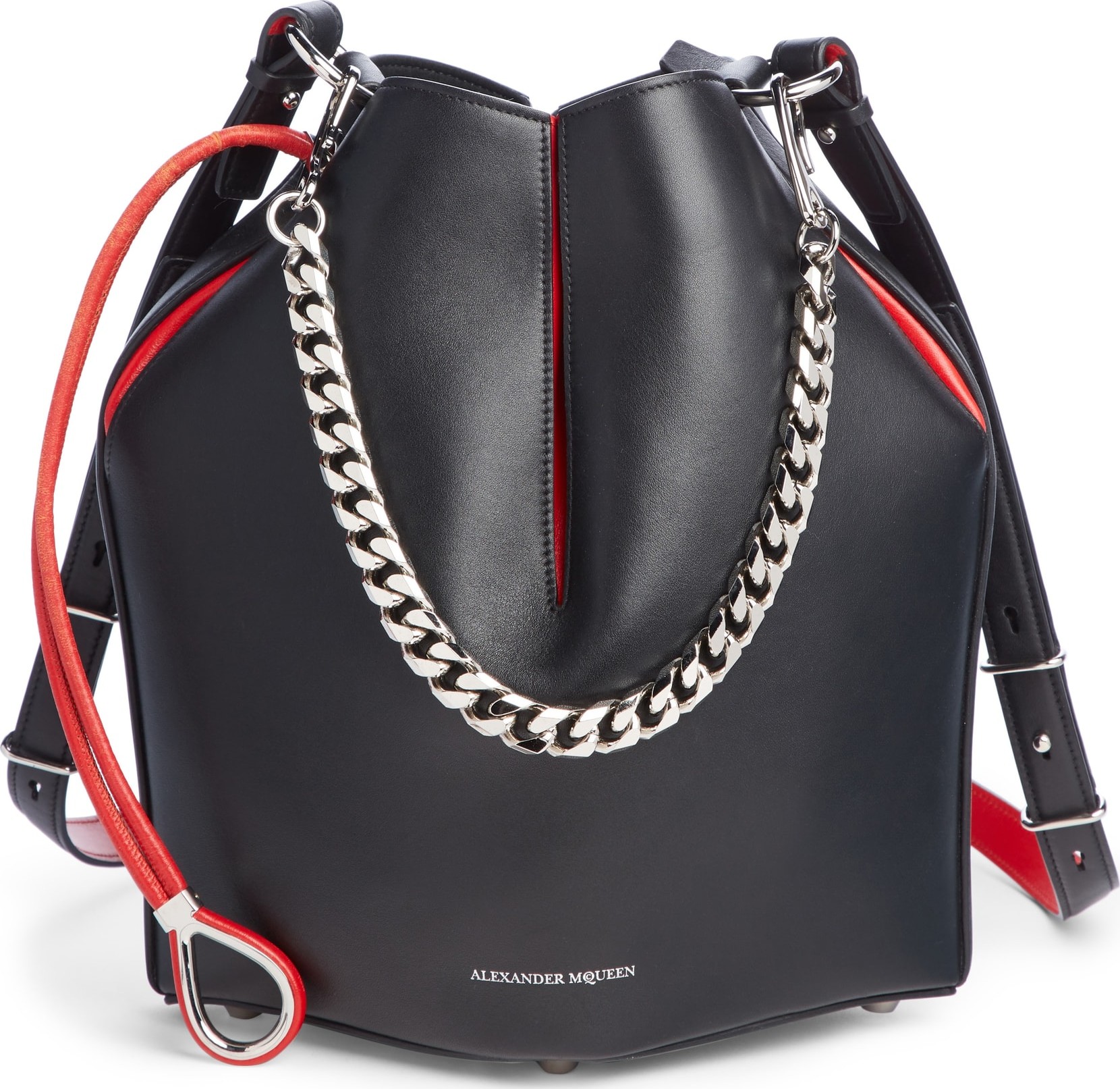 Alexander McQueen Bicolor Leather Bucket Bag