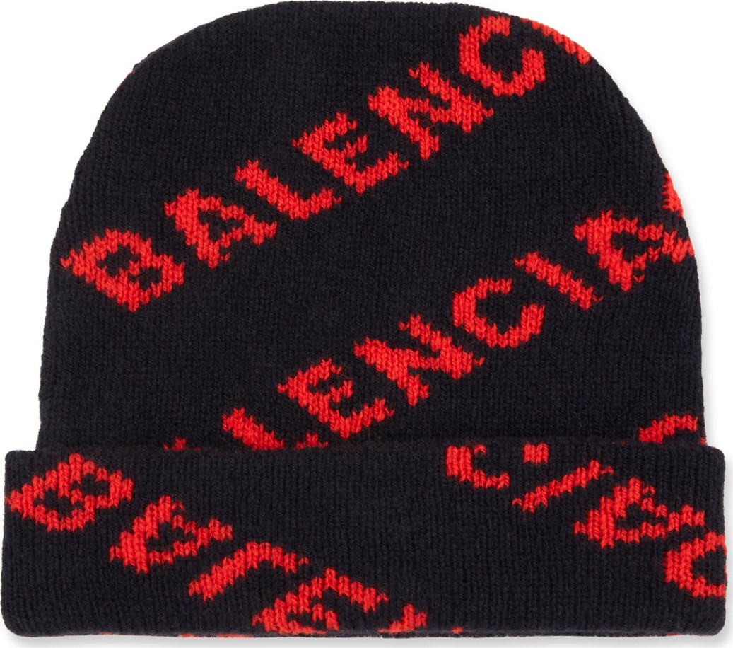 Balenciaga Jacquard Knit Logo Beanie Hat