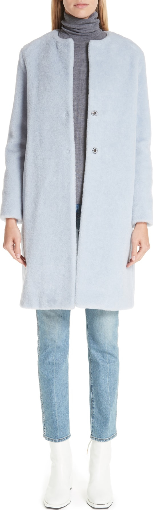 Harris Wharf London Collarless Wool & Alpaca Coat