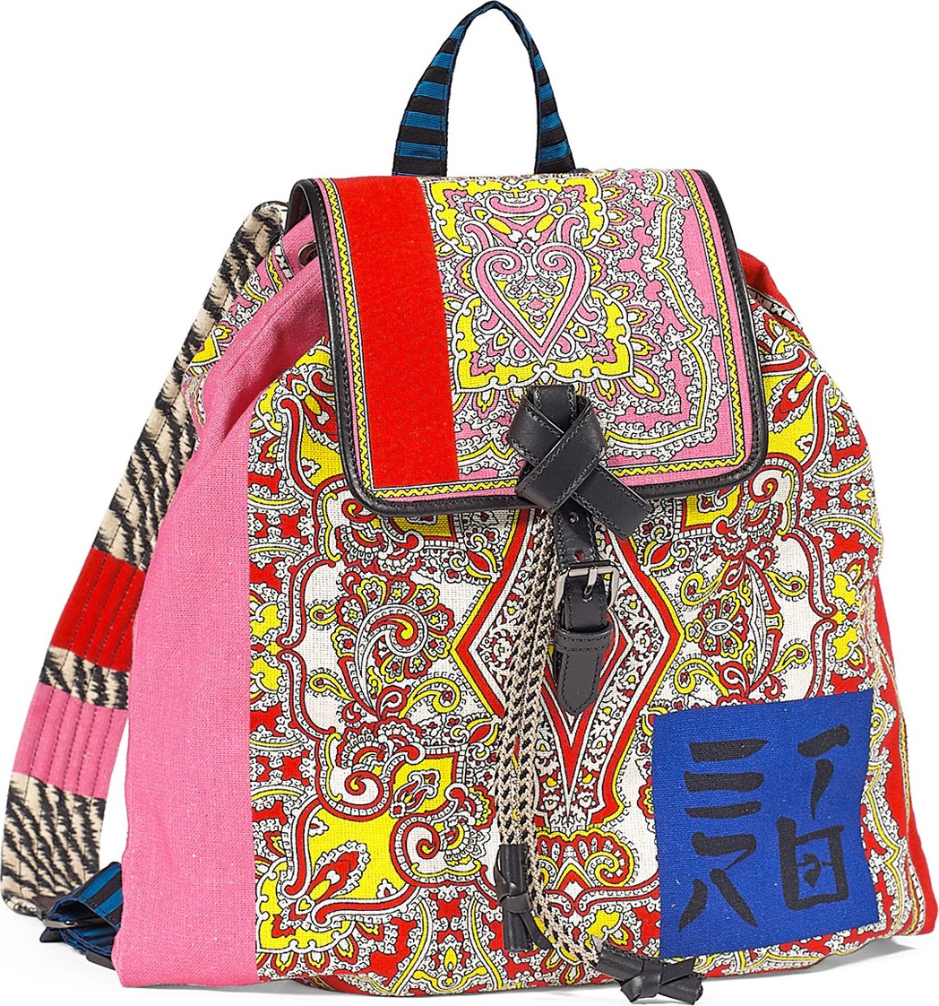 Etro Multi-Brocade Drawstring Backpack
