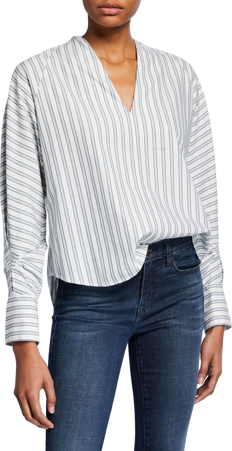 Joie Alessandrina Striped V-Neck Long-Sleeve Top