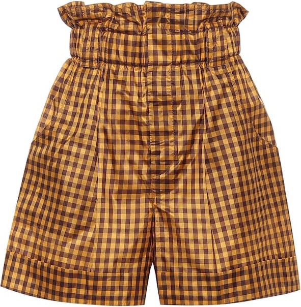 Fendi Checked silk paperbag shorts