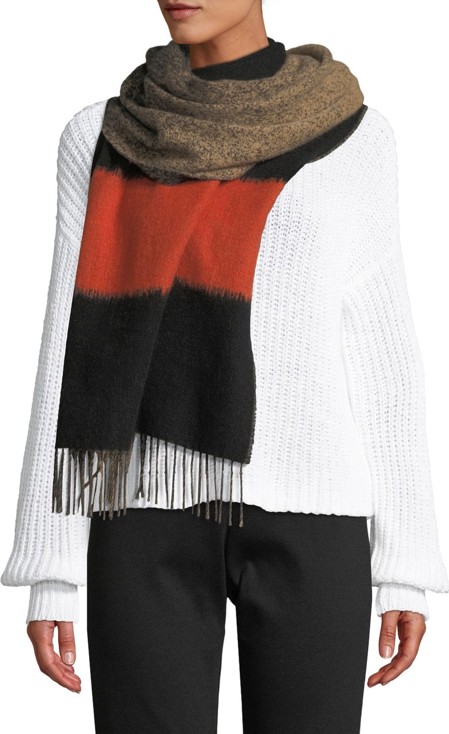 Eileen Fisher Bold Striped Degrade Wool Scarf