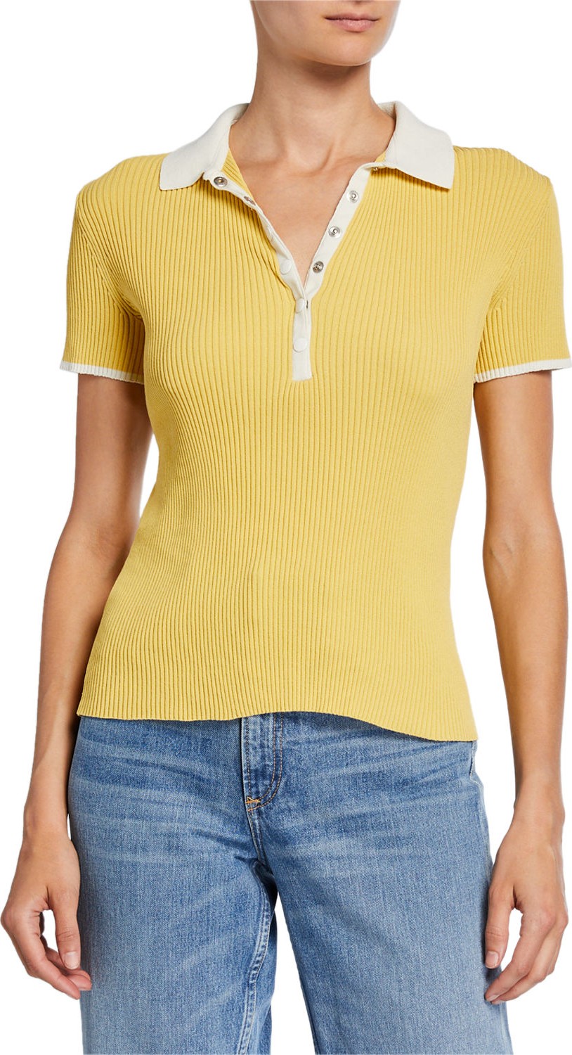 Rag & Bone Libby Short-Sleeve Ribbed Polo Shirt