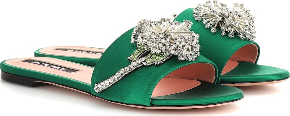 ROCHAS Embellished satin slides
