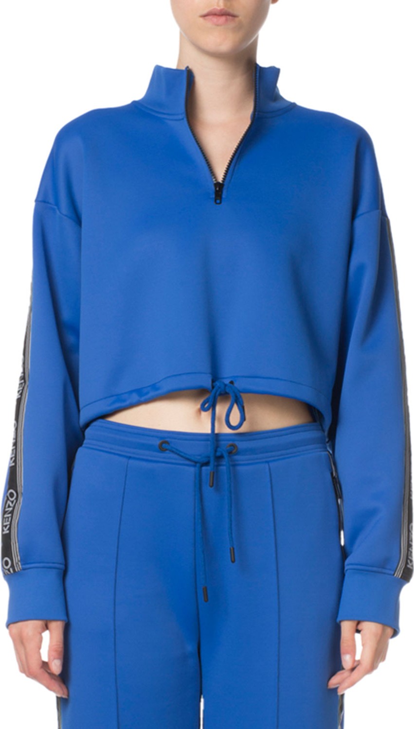 KENZO Sport Cropped Zip-Front Logo Sweatshirt