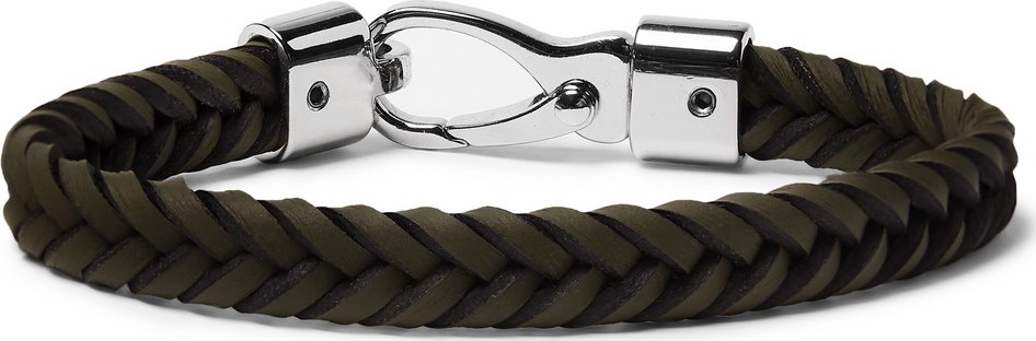 Tod's Woven Leather and Silver-Tone Bracelet