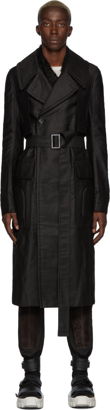 Rick Owens Black Drella Trench Coat