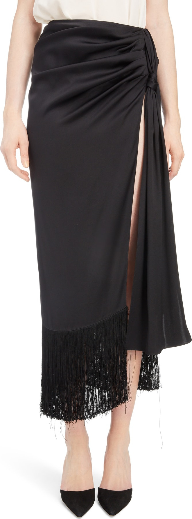 Magda Butrym Fringe Trim Silk Skirt