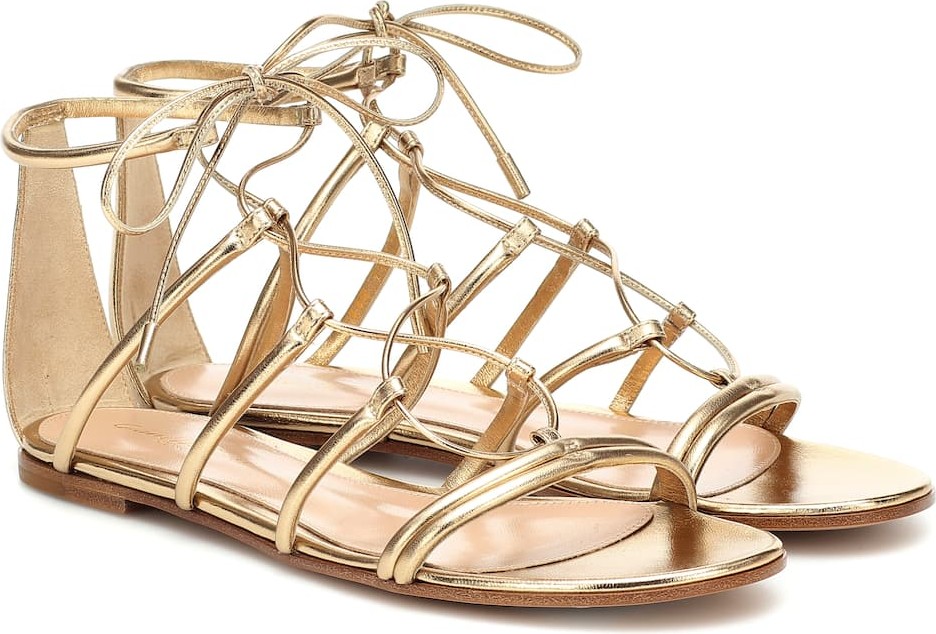 Gianvito Rossi Metallic leather gladiator sandals