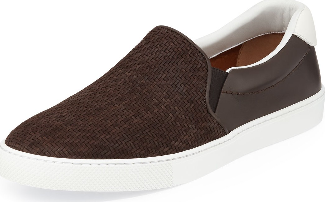 Ermenegildo Zegna Men's Leonardo Woven Calf Leather Sneakers