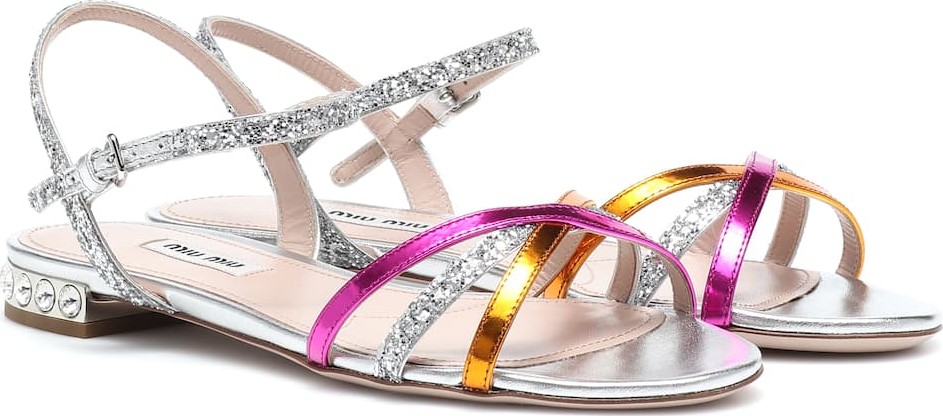 Miu Miu Leather-trimmed sandals