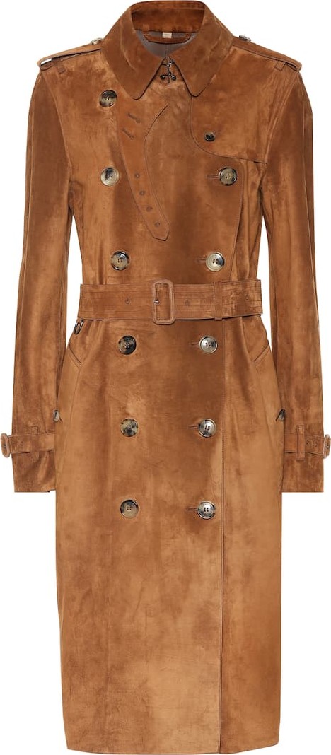 Burberry London England Suede trench coat
