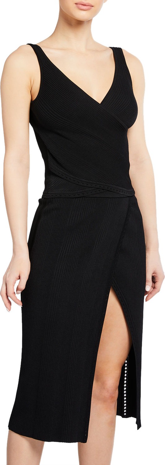 Jonathan Simkhai Eyelet Rib V-Neck Wrap Tank