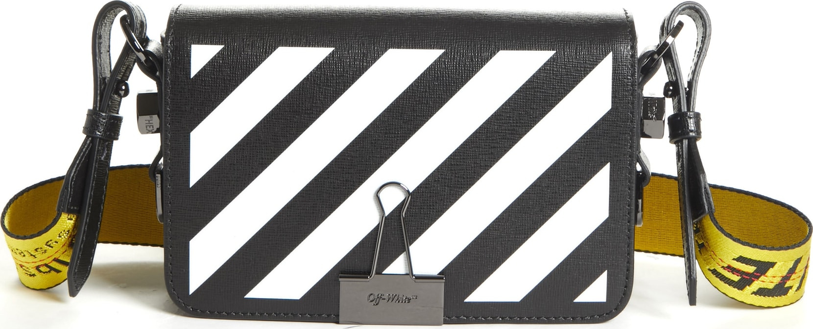 Off White Diagonal Stripe Mini Flap Bag