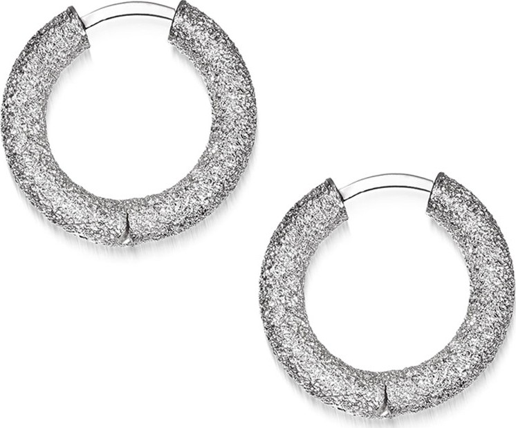 Carolina Bucci 18k White Gold Florentine Huggie Hoop Earrings