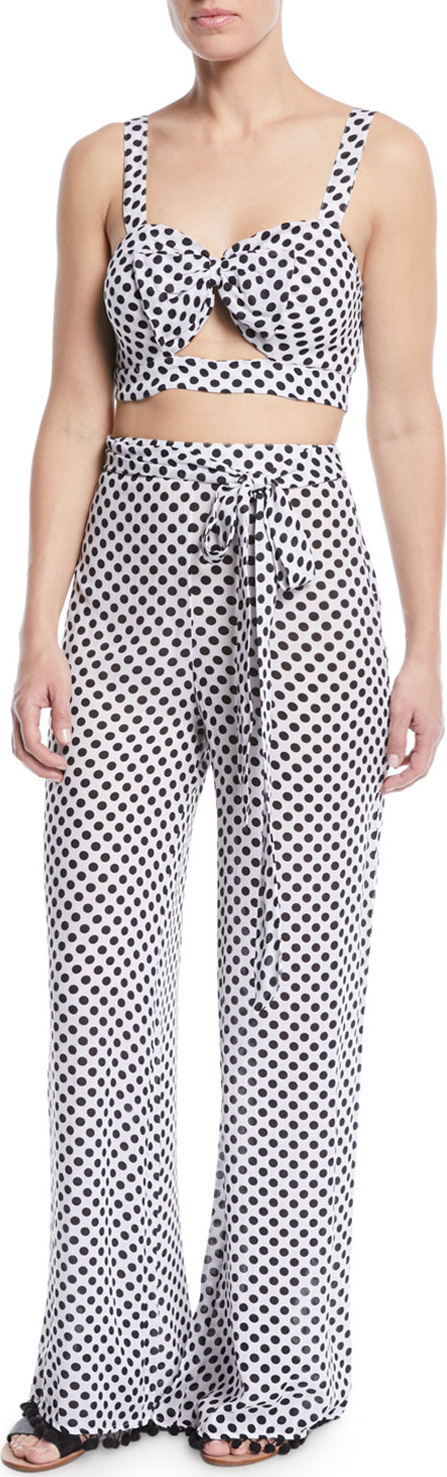 TULAROSA Kristy Polka-Dot Print Crop Top