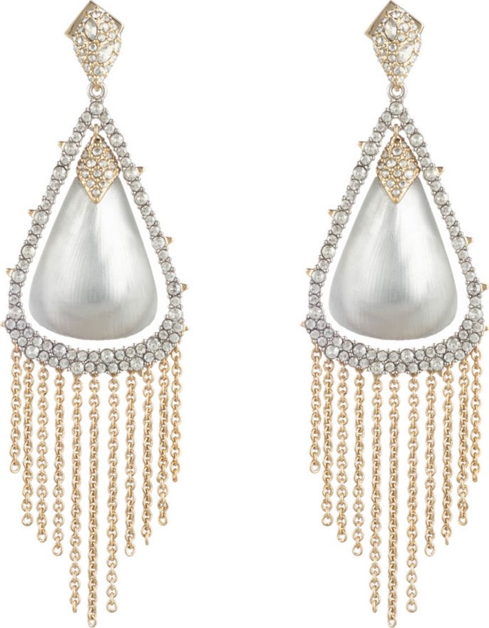 Alexis Bittar Crystal Capped Tassel Chain Earrings