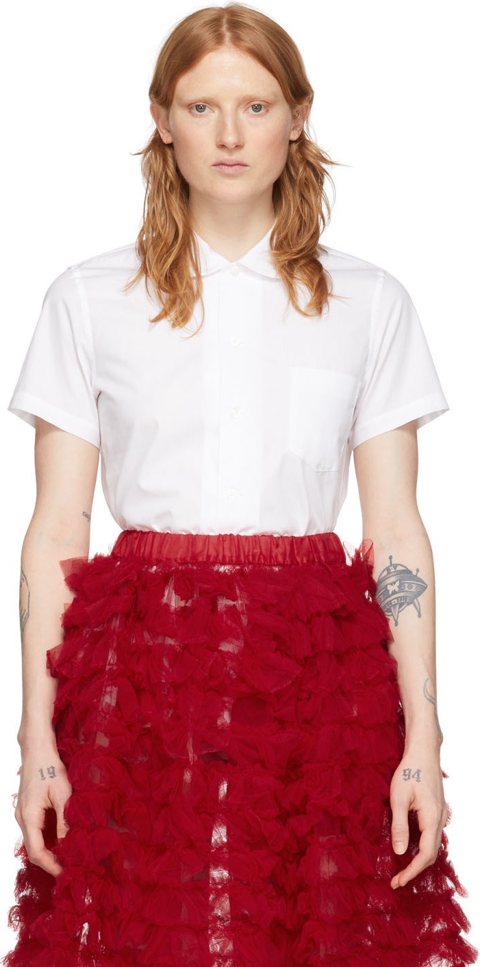 Comme Des Garçons Girl White Peter Pan Collar Short Sleeve Shirt