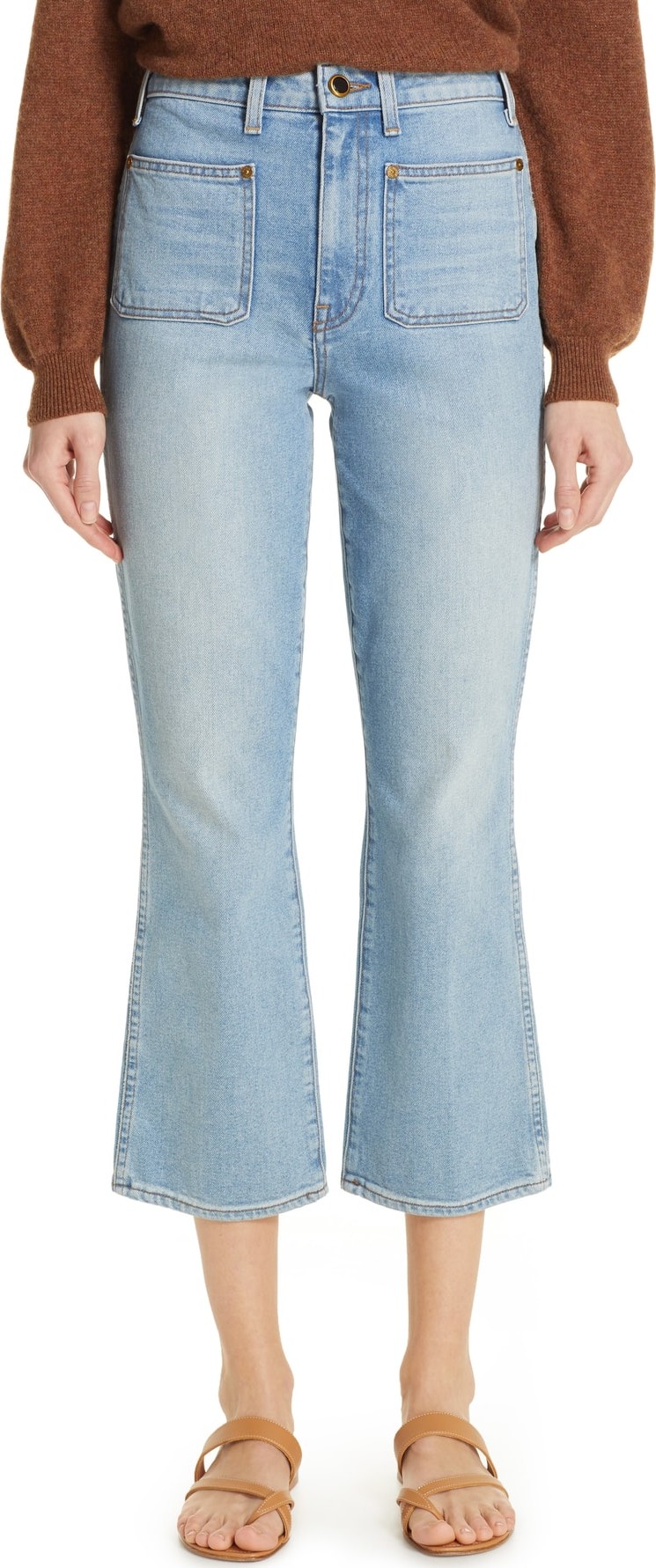 Khaite Rachel Patch Pocket Crop Flare Jeans