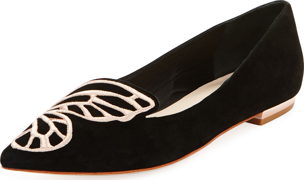 Sophia Webster Bibi Butterfly Embroidered Suede Flats