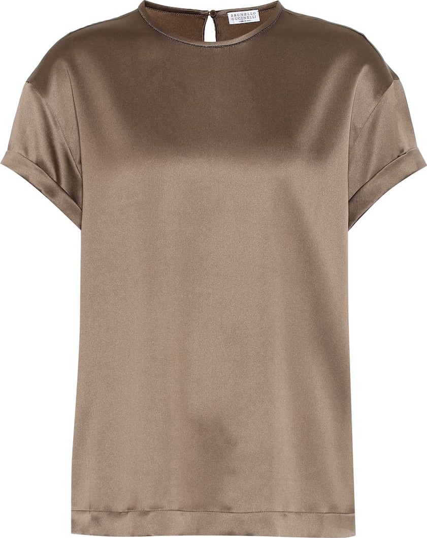 Brunello Cucinelli Stretch silk-satin T-shirt